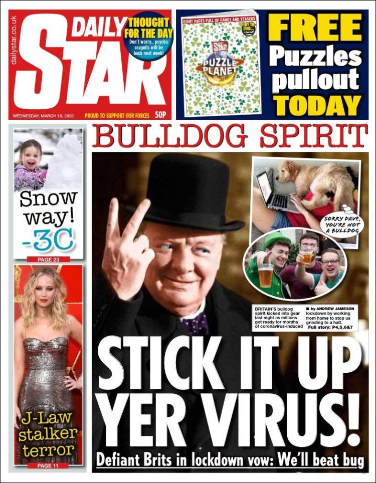 Portada de Daily Star (Reino Unido)