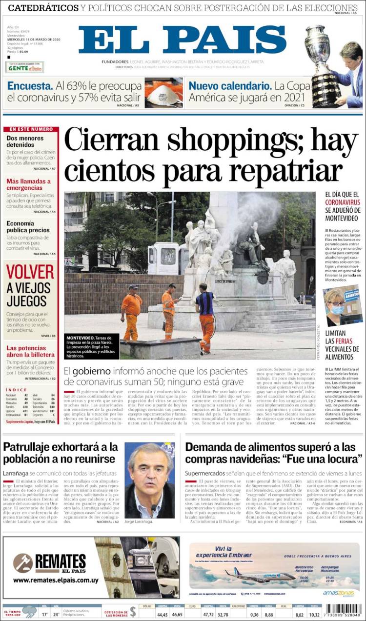 Portada de El País (Uruguay)