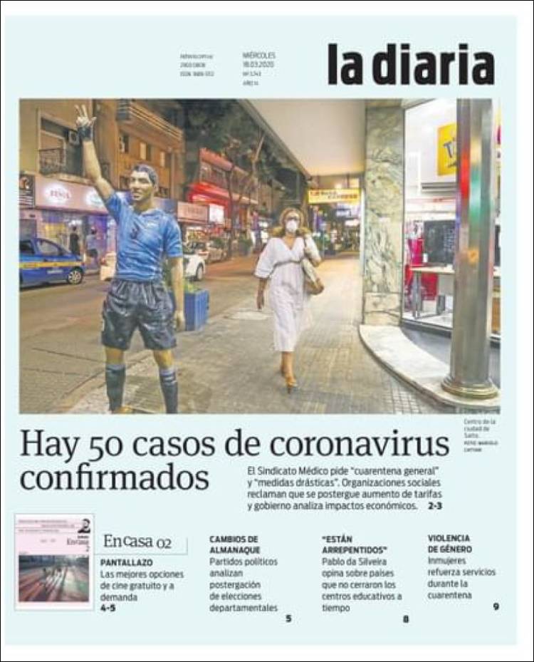 Portada de La Diaria (Uruguay)
