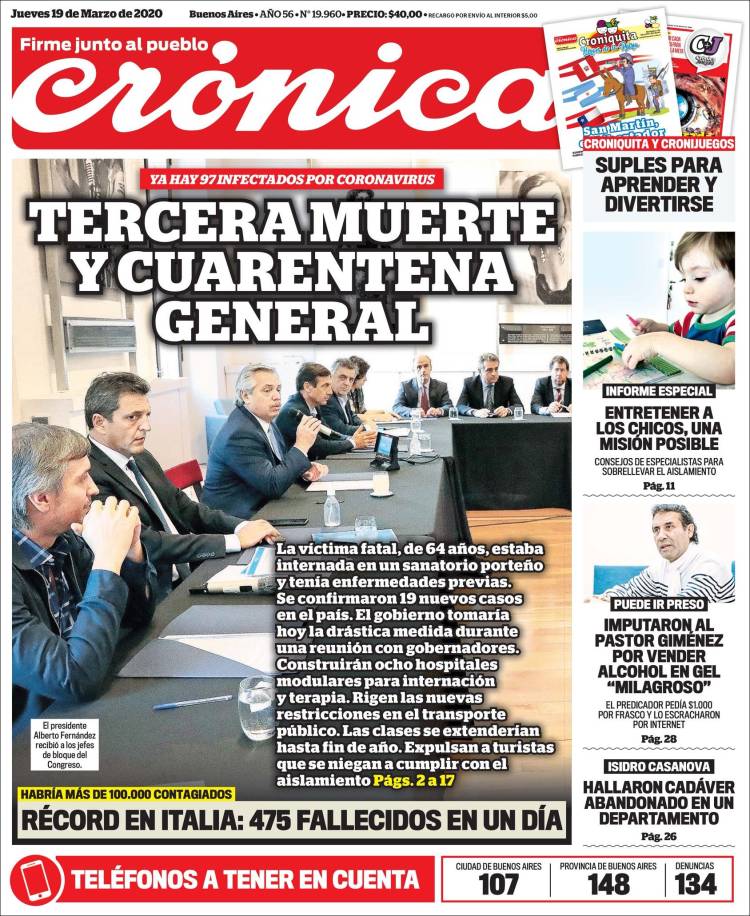 Portada de Crónica (Argentina)