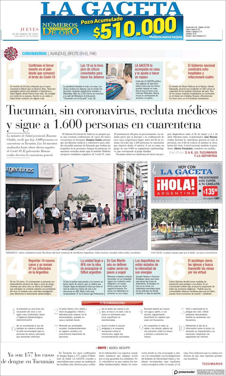 Portada de La Gaceta (Argentina)