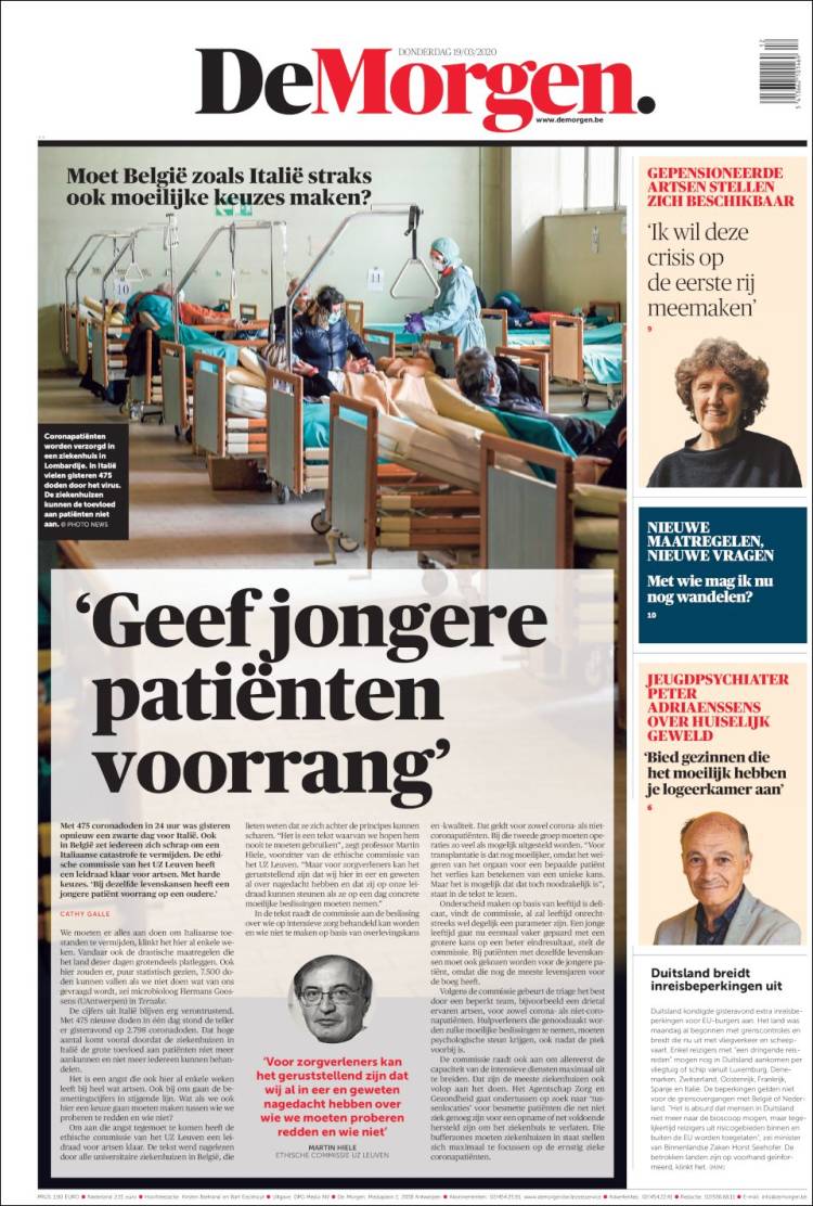 Portada de De Morgen (B&eacute;lgica)