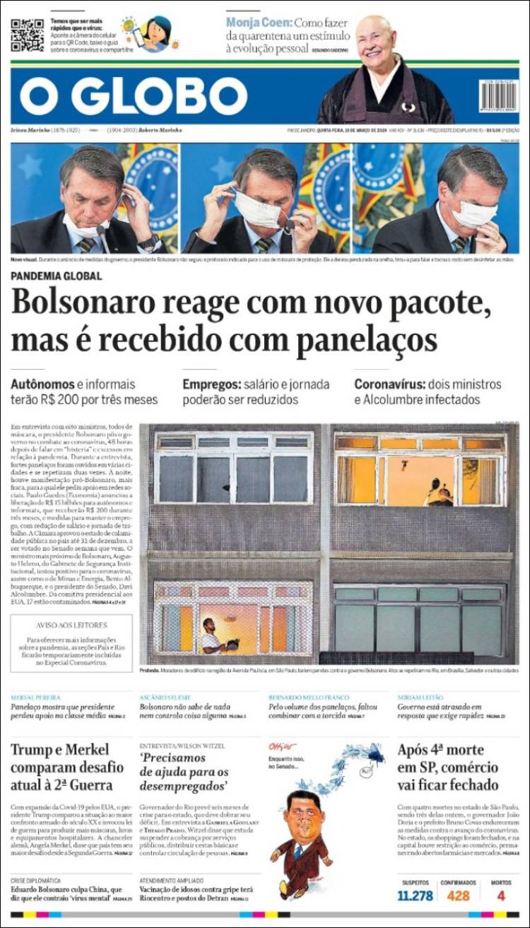 Portada de O Globo (Brasil)