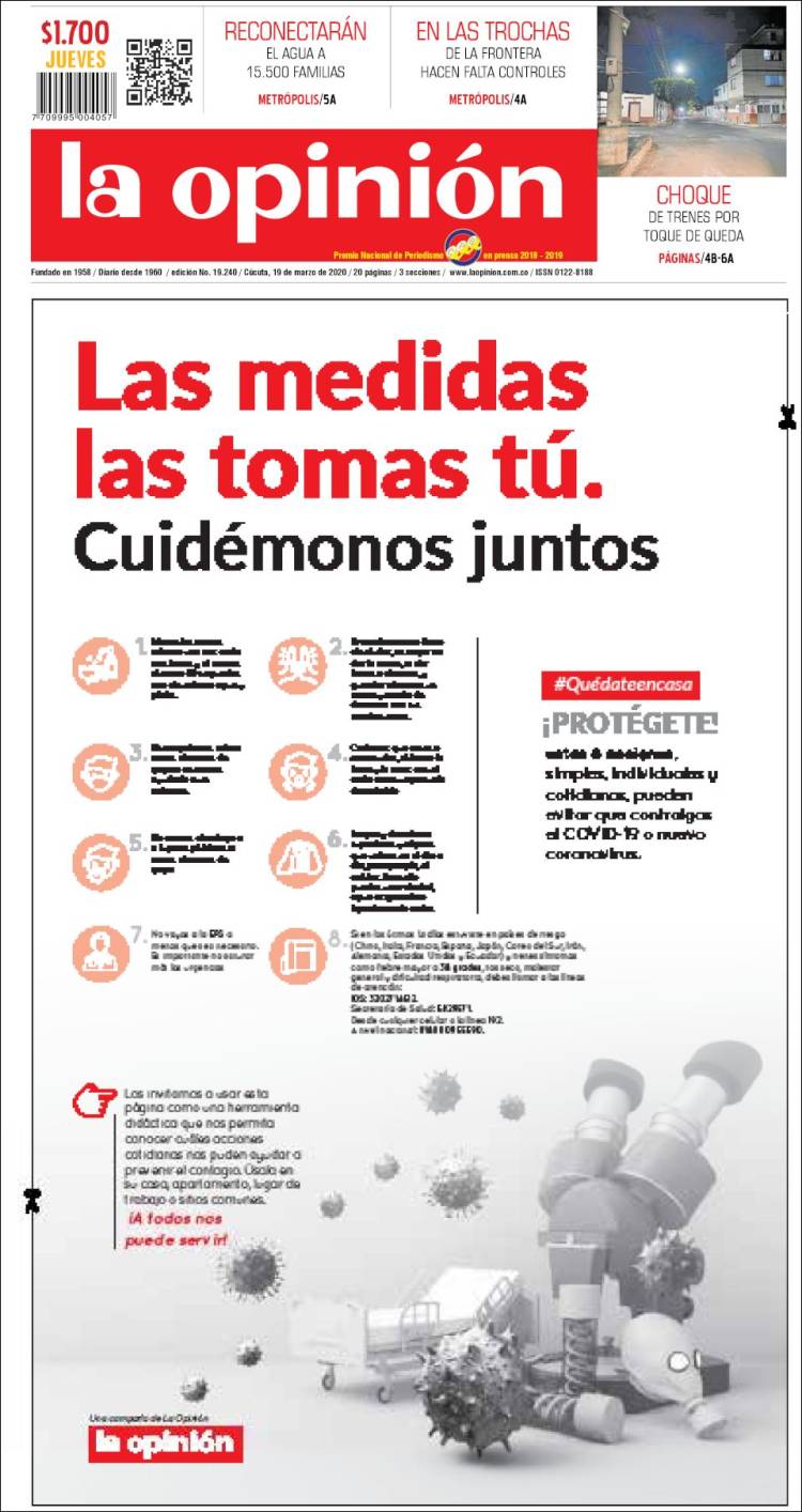 Portada de Diario La Opinion (Colombia)