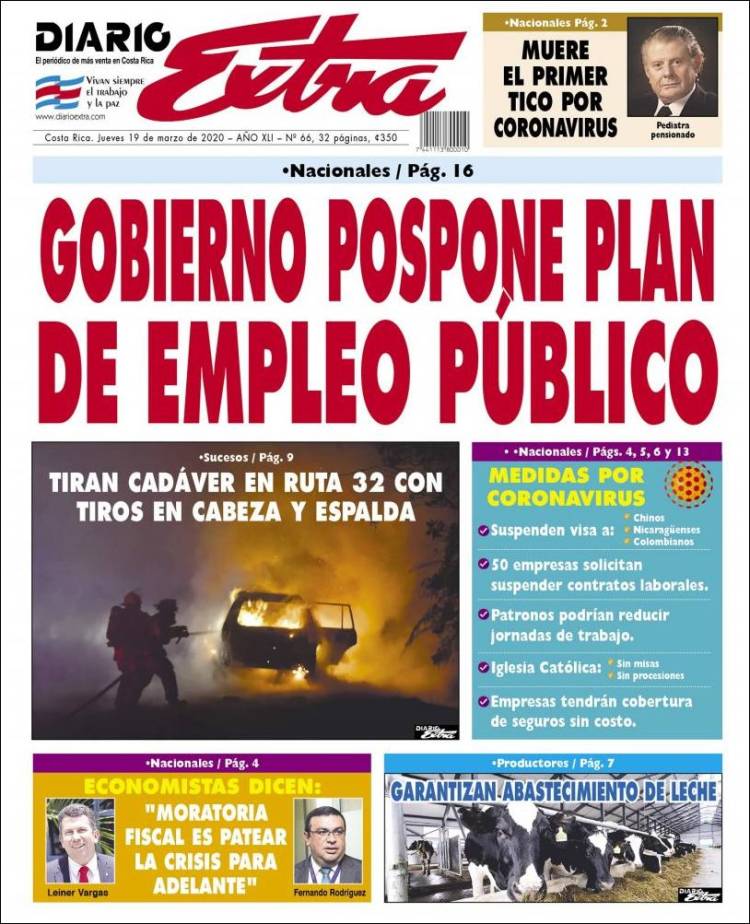 Portada de Diario Extra (Costa Rica)