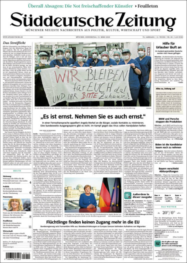 Portada de Sueddeutsche (Alemania)