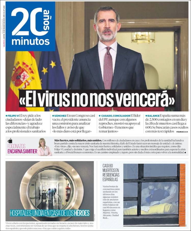 Portada de 20 Minutos - Valencia (Espa&ntilde;a)