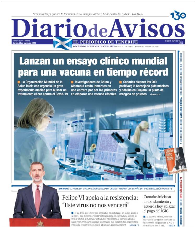 Portada de Diarios de Avisos (Espa&ntilde;a)