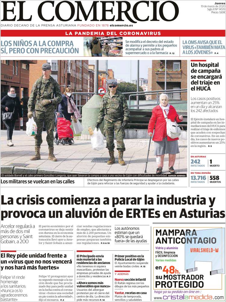 Portada de El Comercio (Espa&ntilde;a)