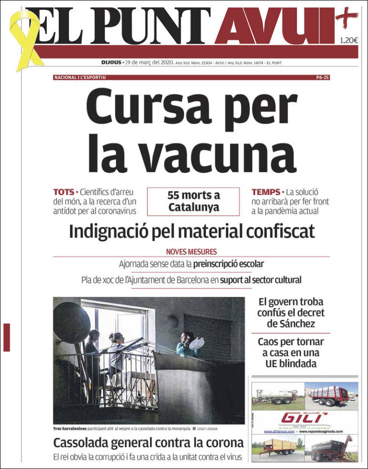 Portada de El Punt Avui (Espa&ntilde;a)