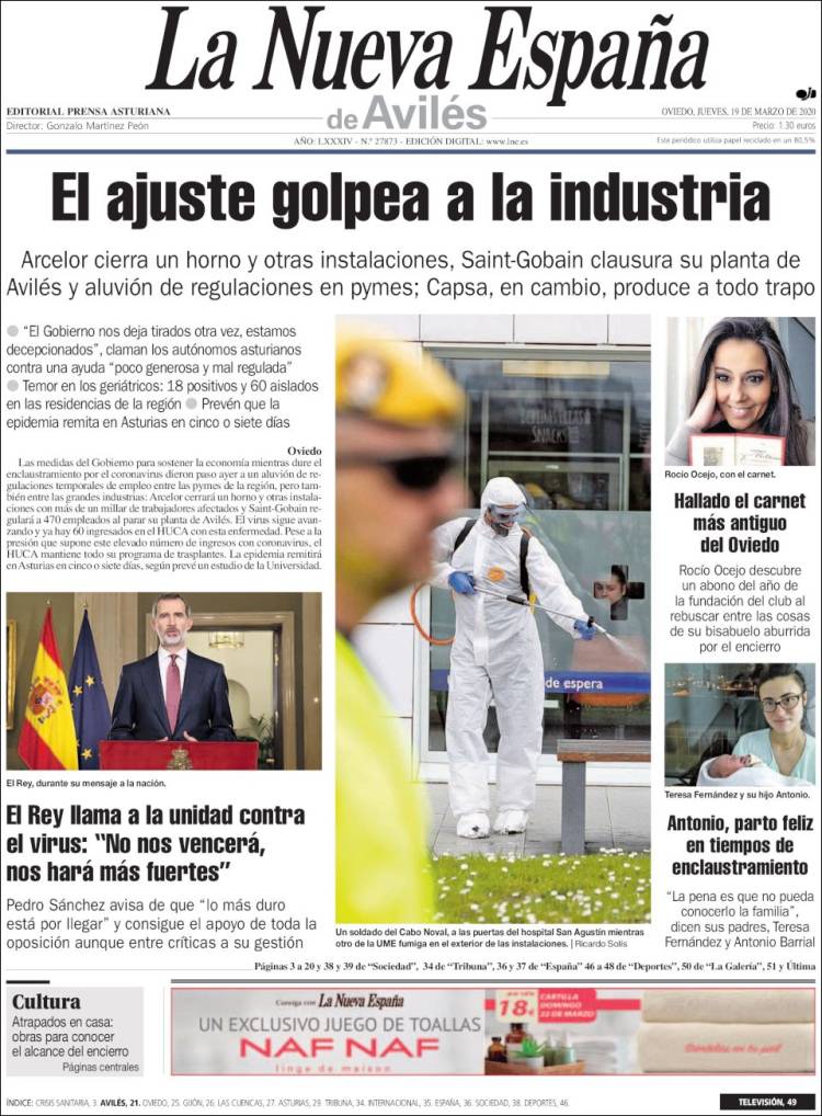 Portada de La Nueva España - Avilés (Espa&ntilde;a)