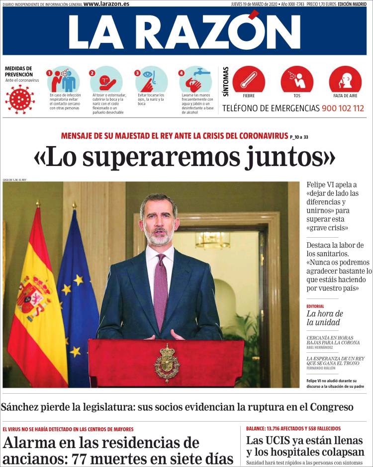 Portada de La Razón (Espa&ntilde;a)