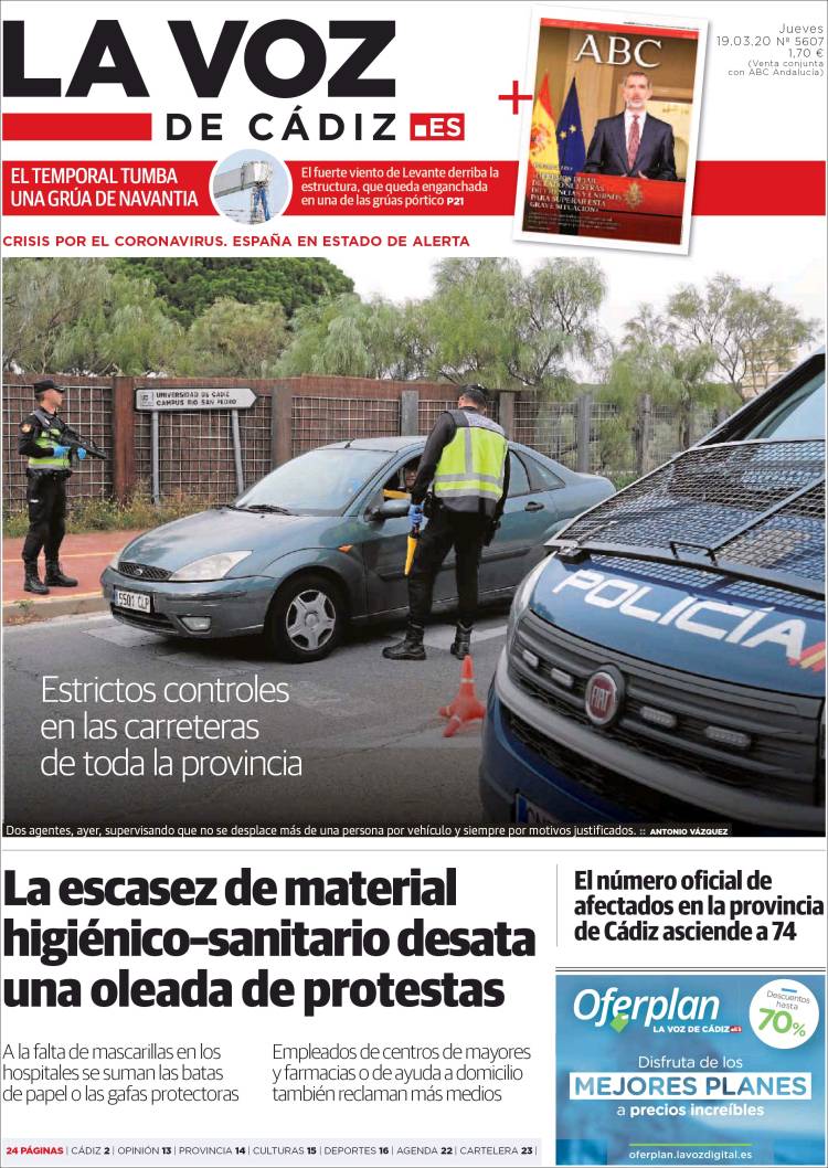 Portada de La Voz de Cádiz (Espa&ntilde;a)