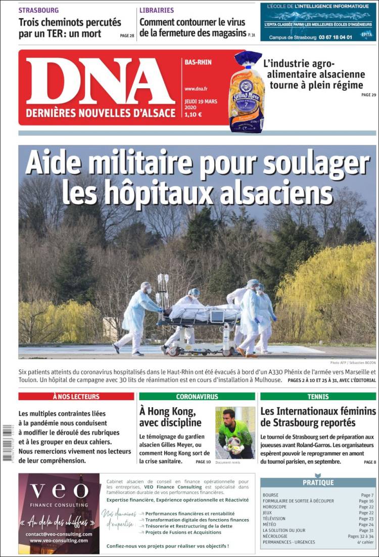 Portada de Les Dernières Nouvelles d'Alsace (Francia)