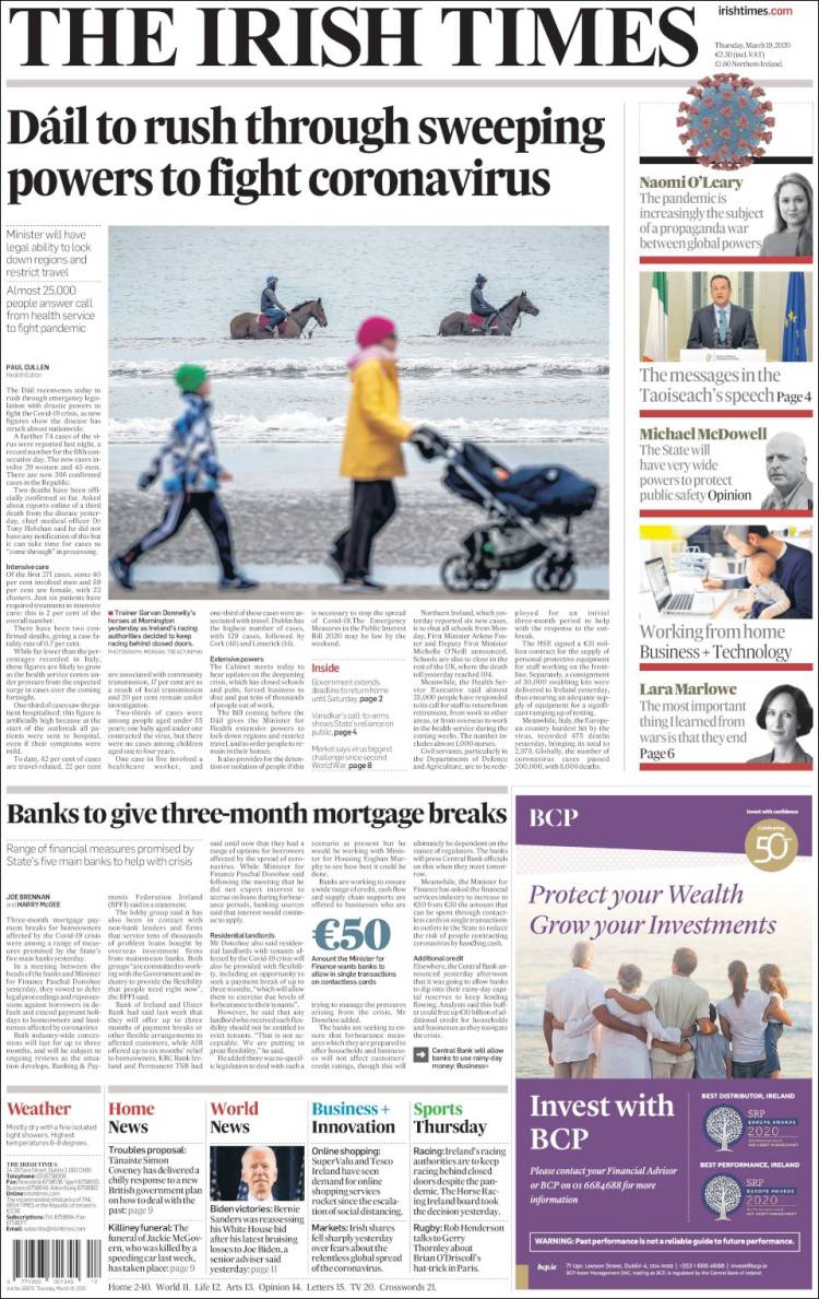 Portada de Irish Times (Ireland)