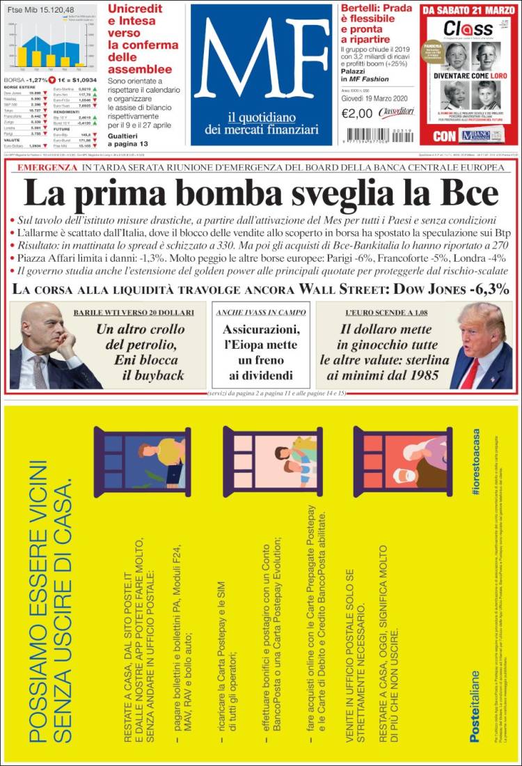 Portada de Milano Finanza (Italia)