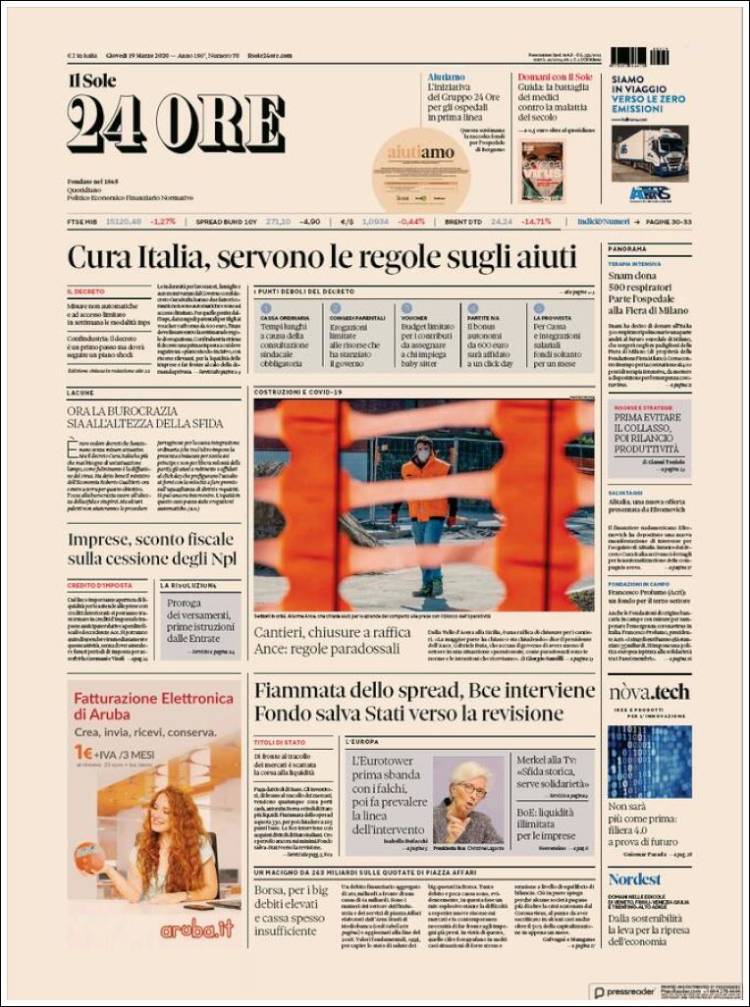 Portada de Il Sole 24 ORE (Italia)