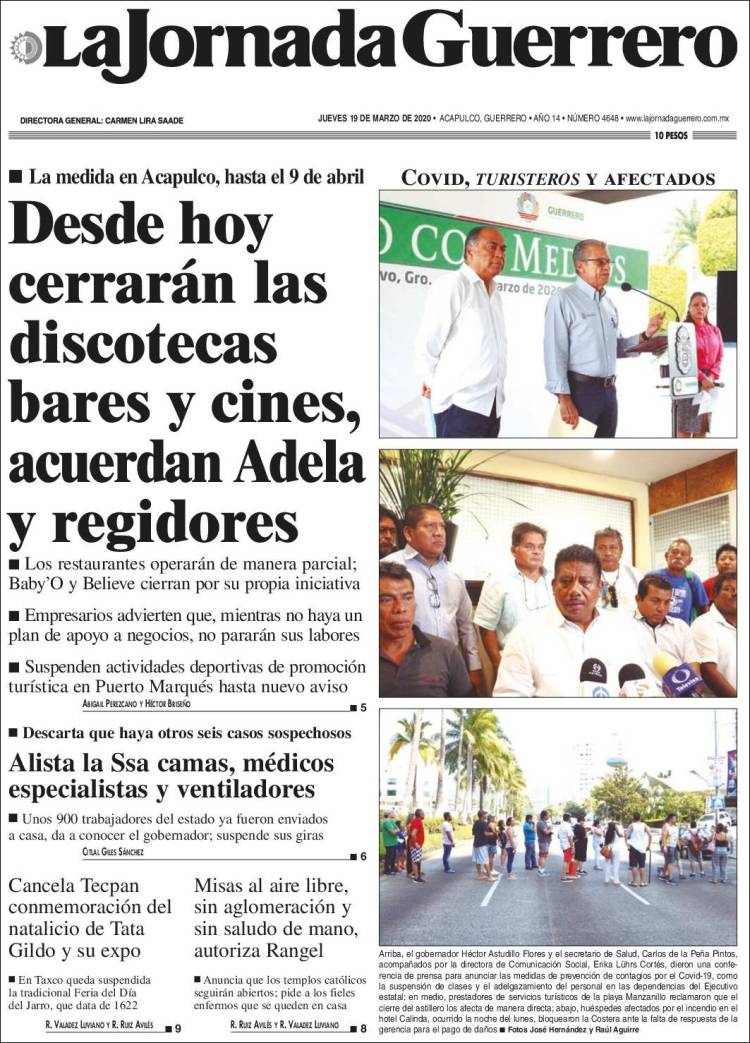 Portada de La Jornada de Guerrero (M&eacute;xico)