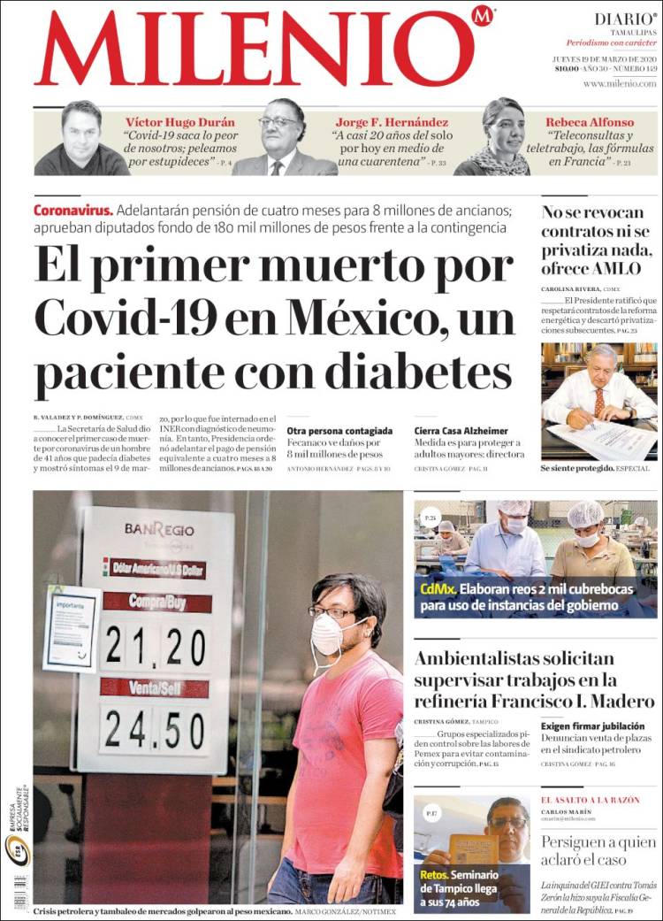 Portada de Milenio - Tamaulipas (M&eacute;xico)