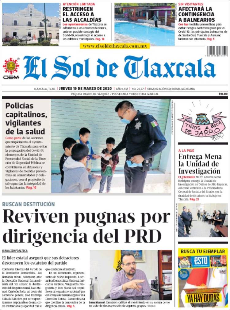 Portada de El Sol de Tlaxcala (M&eacute;xico)