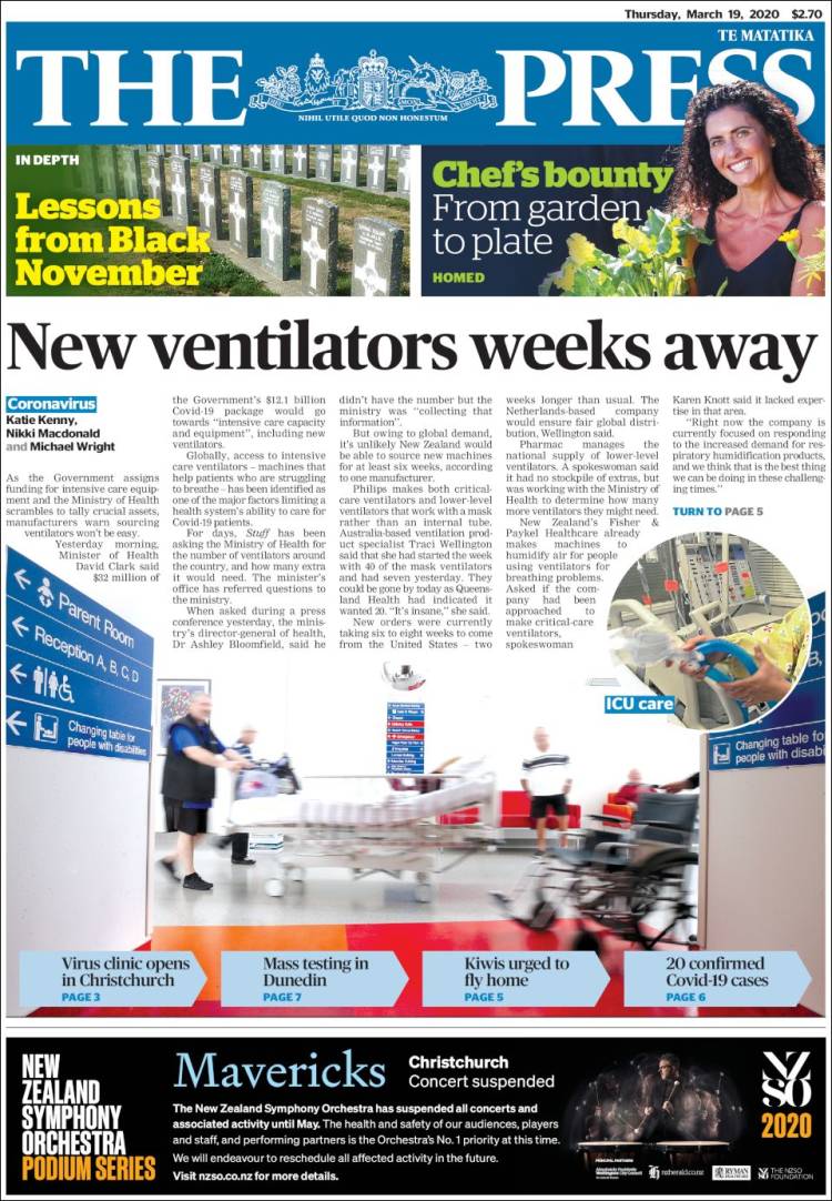 Portada de The Press (Nueva Zelanda)