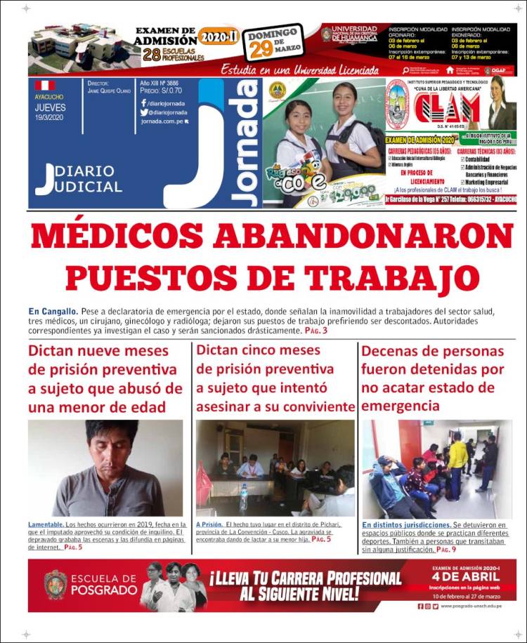 Portada de Diario Jornada (Perú)