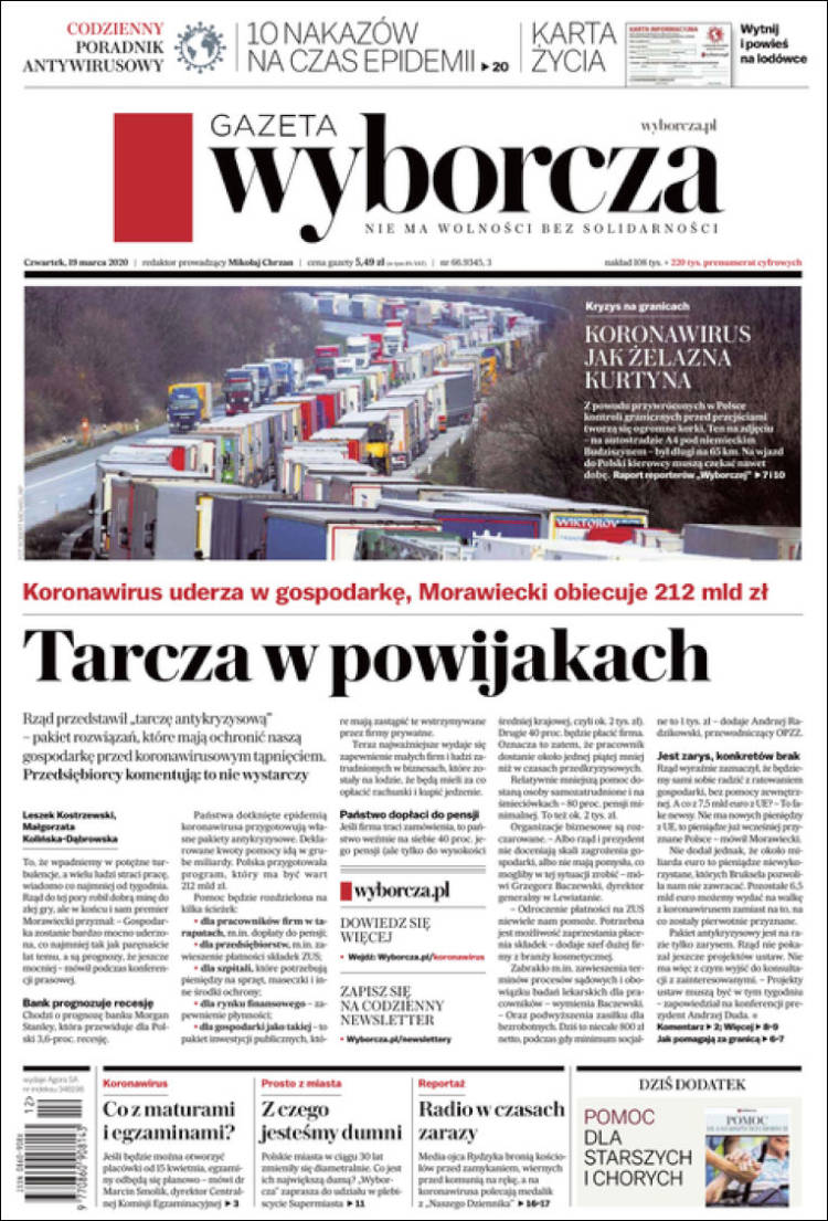 Portada de Gazeta Wyborcza (Polonia)