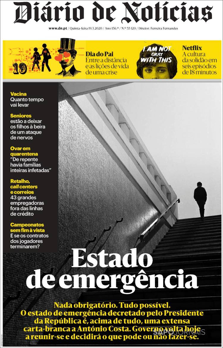 Portada de Diário de Noticias (Portugal)