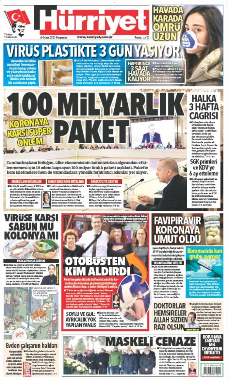 Portada de Hürriyet (Turqu&iacute;a)