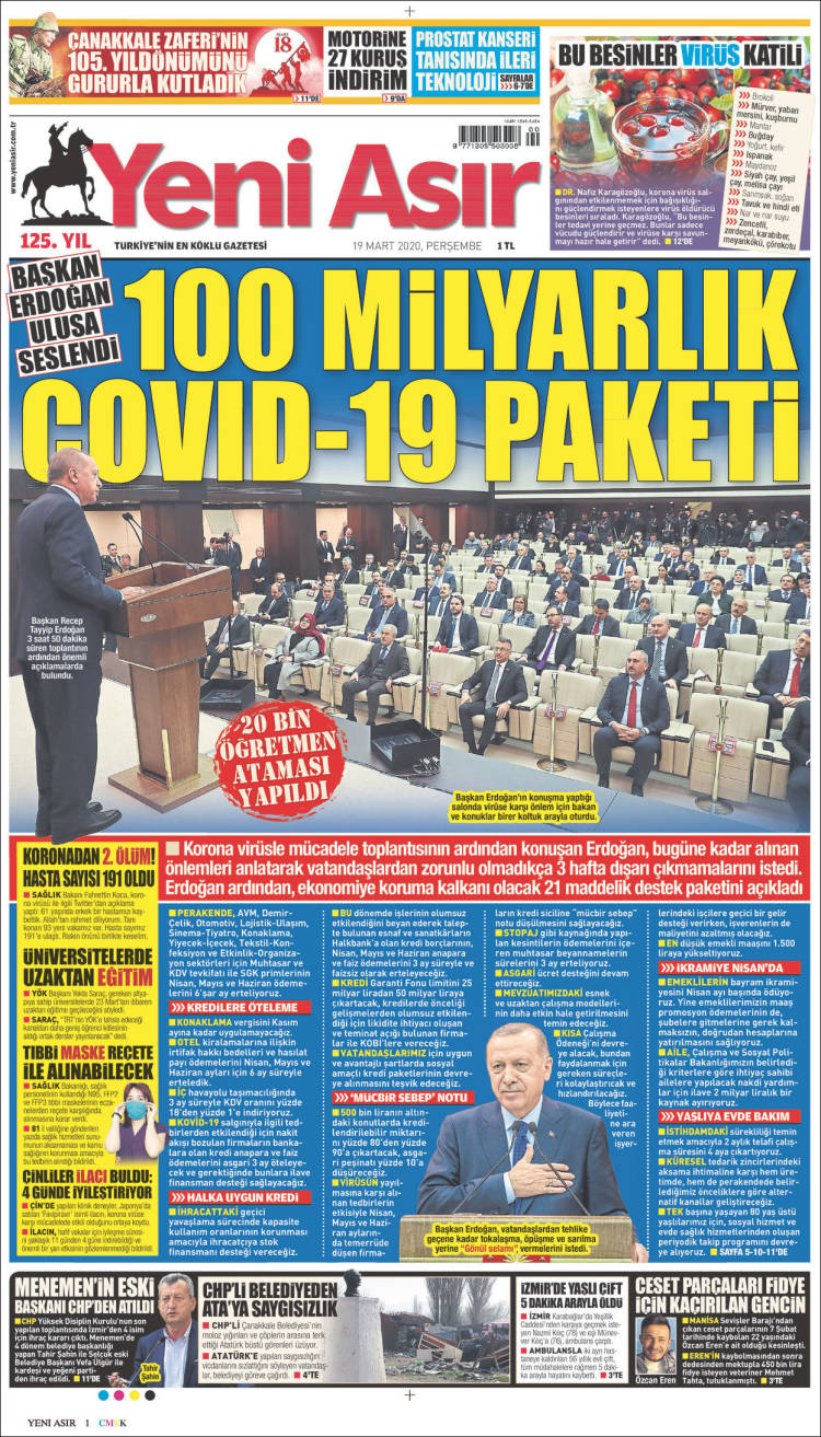 Portada de Yeni Asır (Turqu&iacute;a)