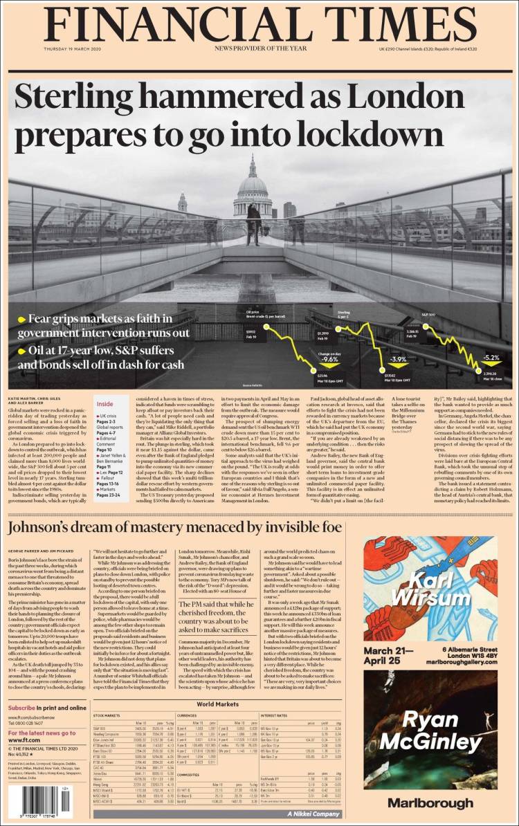 Portada de Financial Times (Reino Unido)