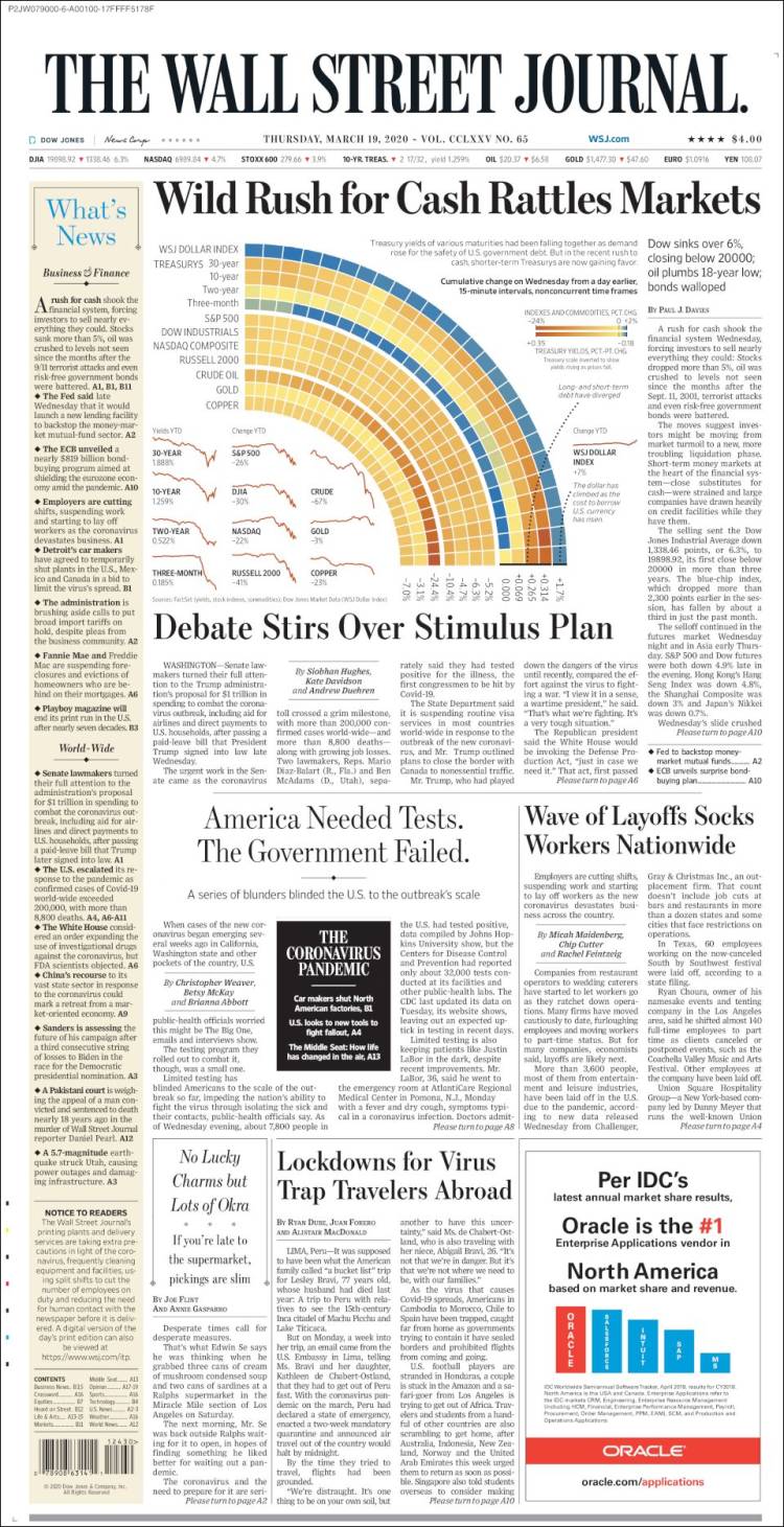 Portada de Wall Street Journal (USA)