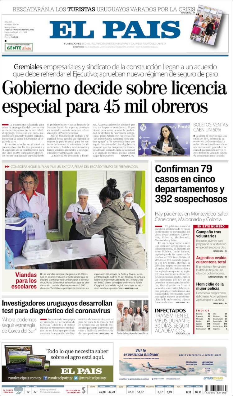 Portada de El País (Uruguay)
