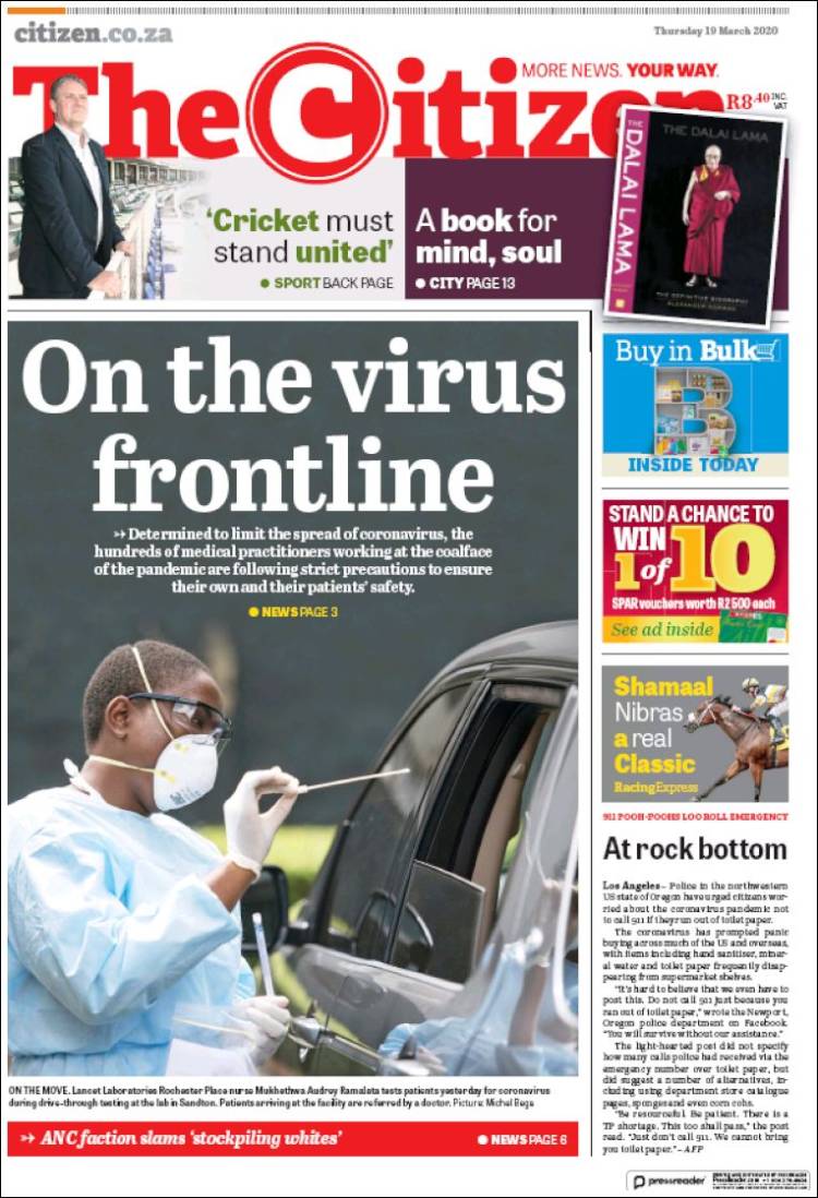 Portada de The Citizen (Sud&aacute;frica)