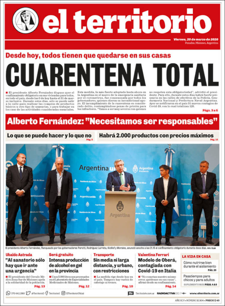 Portada de El Territorio (Argentina)