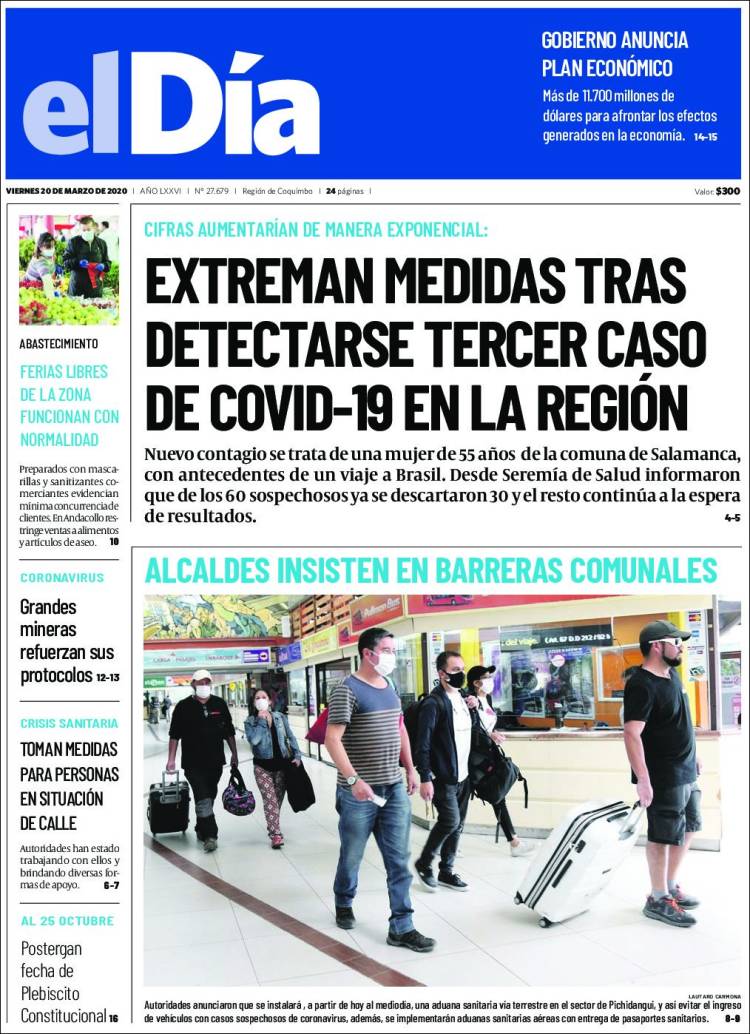 Portada de El Día (Chile)