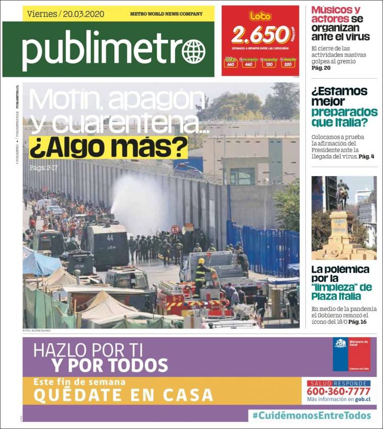Portada de Publimetro (Chile)