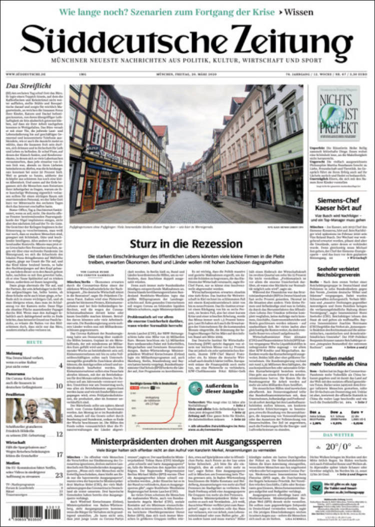 Portada de Sueddeutsche (Alemania)