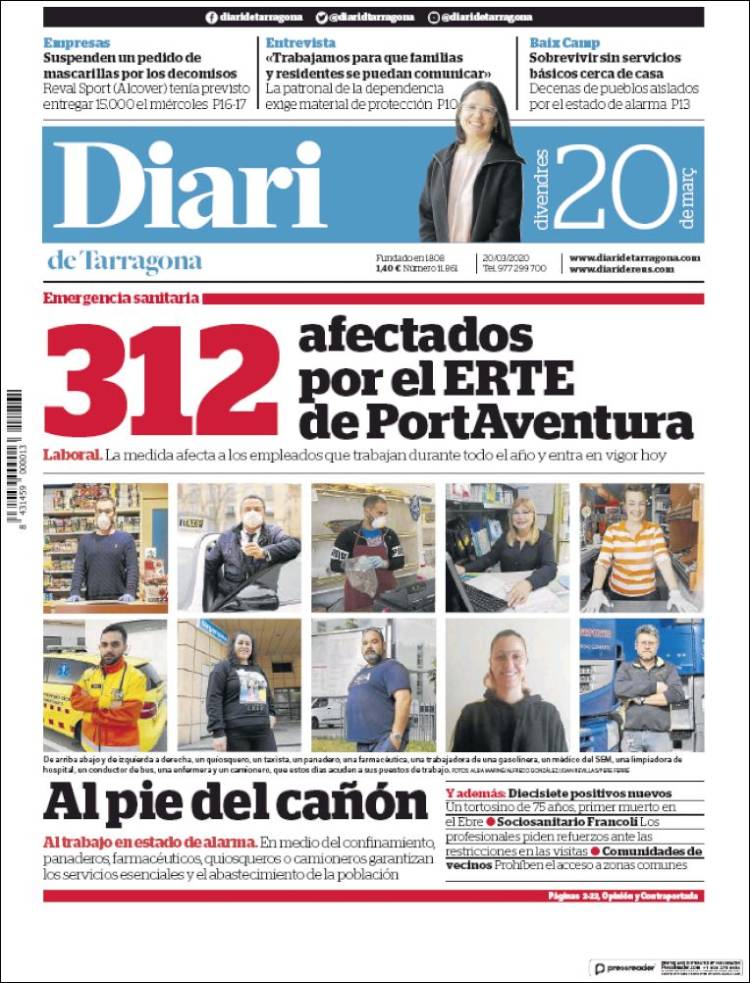 Portada de Diari de Tarragona (Espa&ntilde;a)
