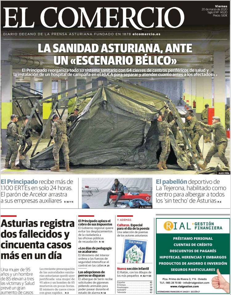 Portada de El Comercio - Gijón (Espa&ntilde;a)