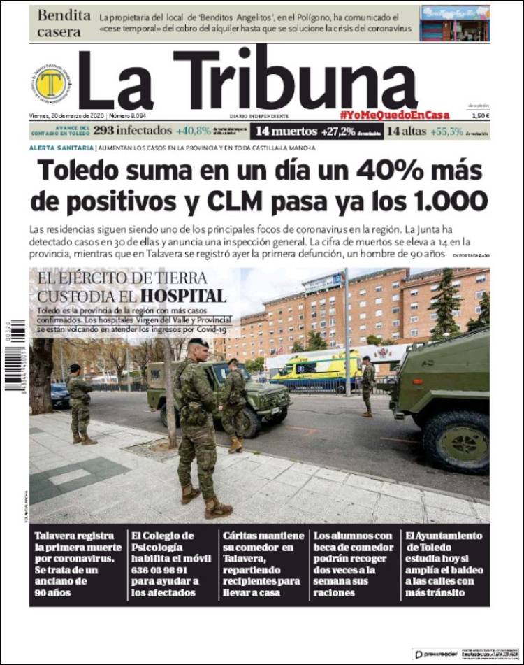 Portada de La Tribuna de Toledo (Espa&ntilde;a)