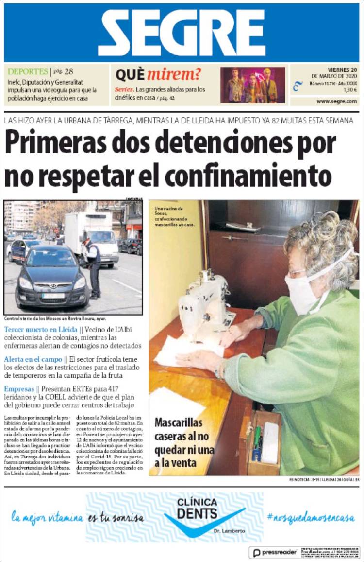 Portada de Segre  (Espa&ntilde;a)