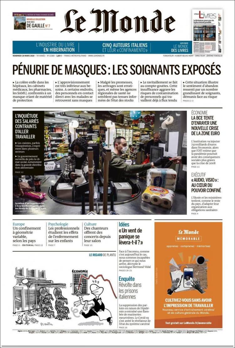 Portada de Le Monde (Francia)