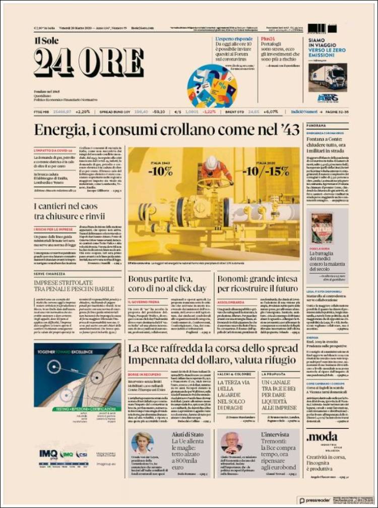 Portada de Il Sole 24 ORE (Italia)