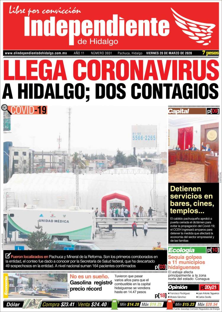Portada de El Independiente de Hidalgo (Mexico)