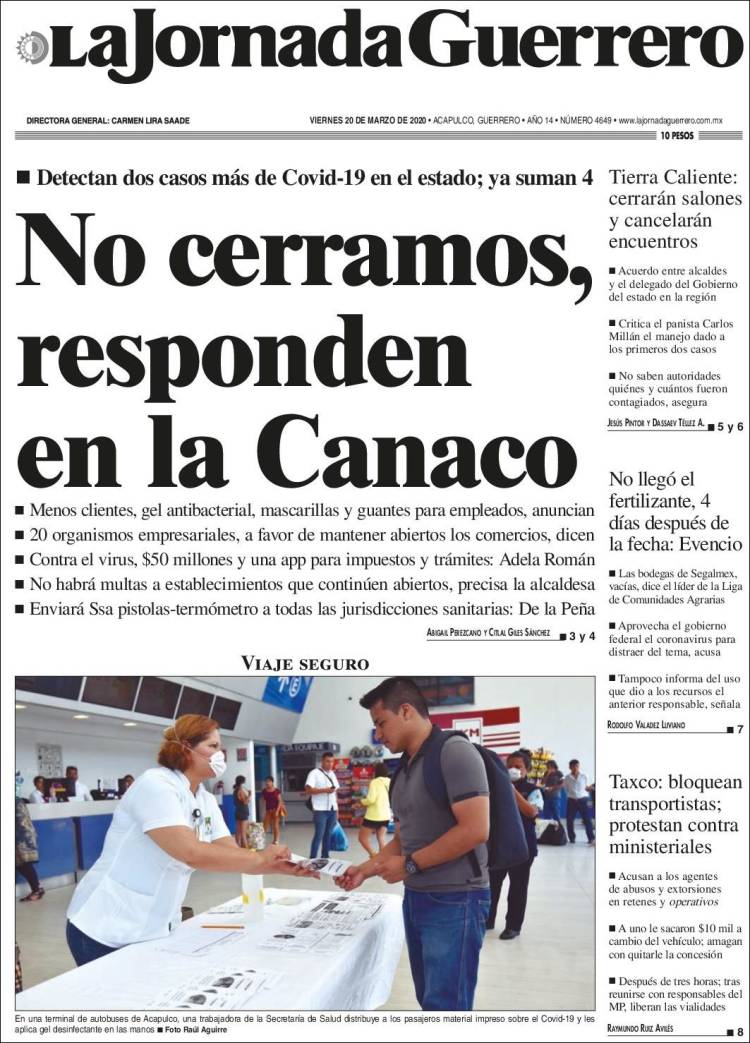 Portada de La Jornada de Guerrero (Mexico)