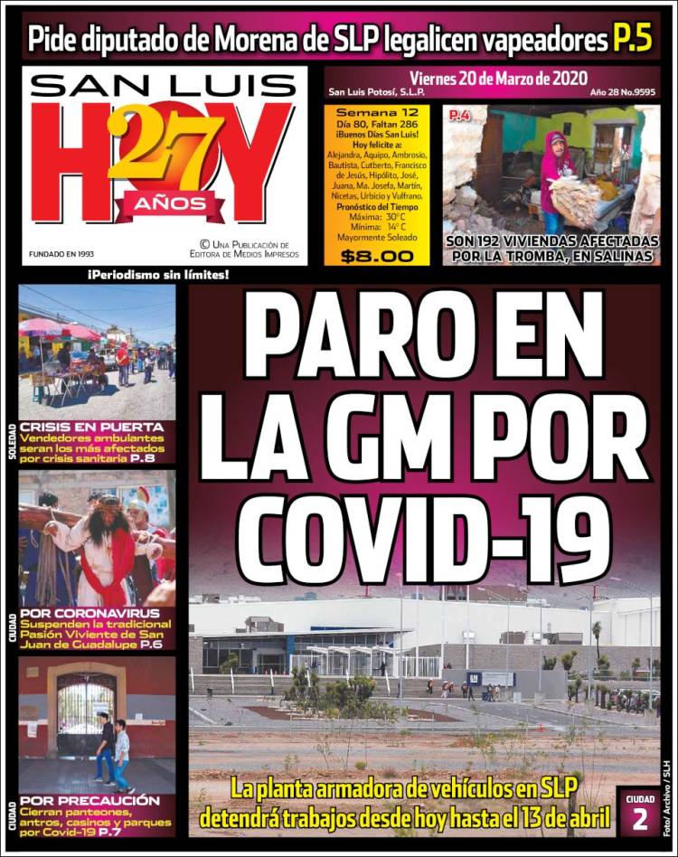 Portada de San Luis Hoy (Mexico)