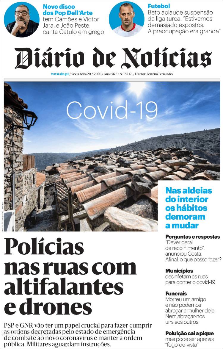 Portada de Diário de Noticias (Portugal)