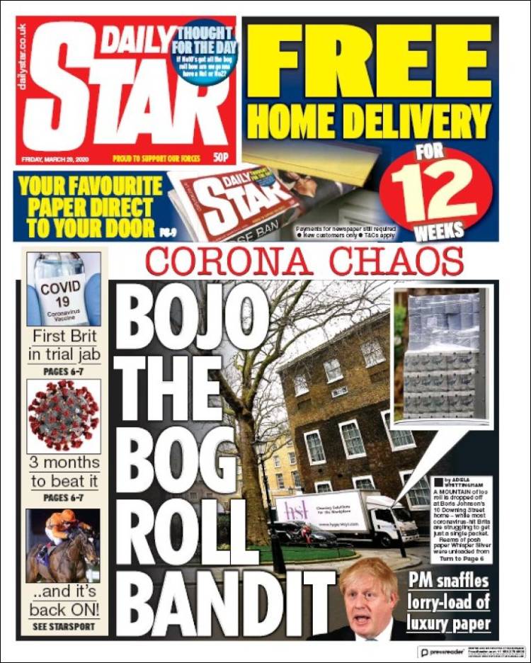 Portada de Daily Star (Reino Unido)