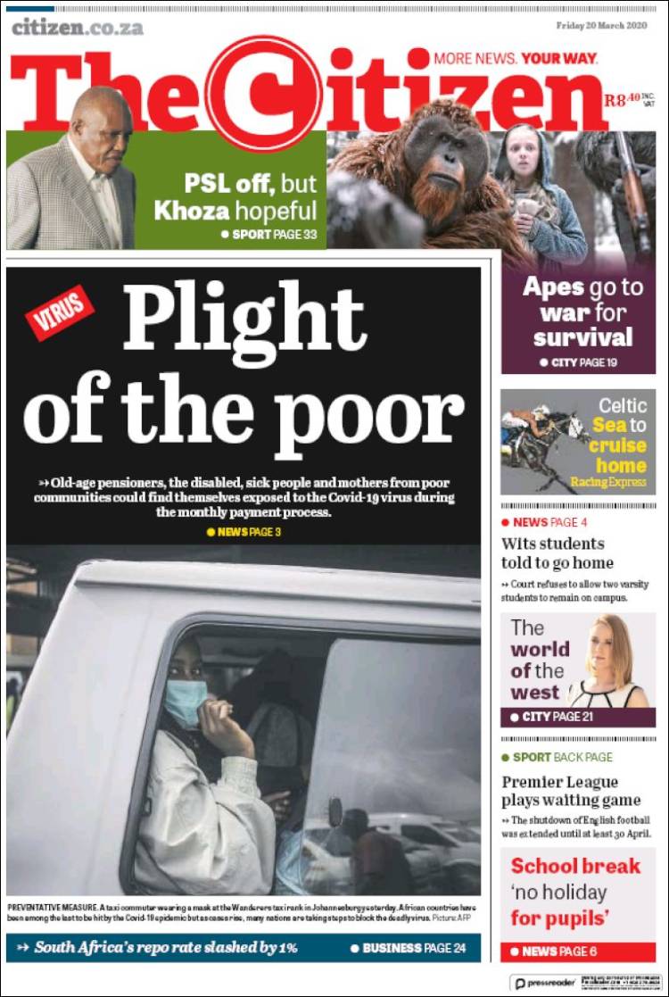 Portada de The Citizen (Sud&aacute;frica)